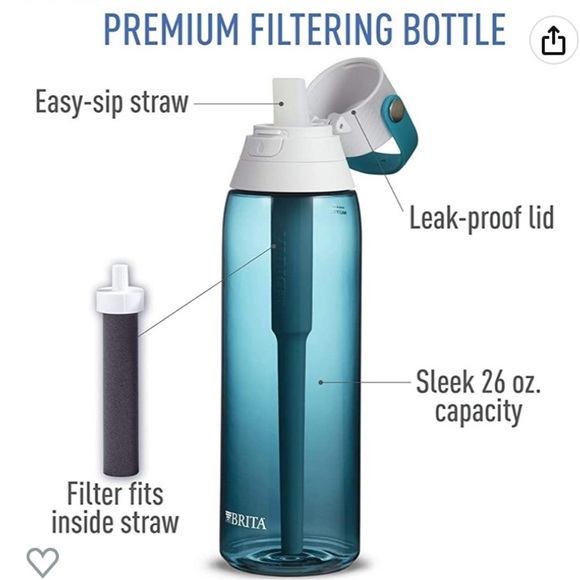 BRITA Premium Filtering Water Bottle with Filter, BPA-Free, Sea Glass, 768 mL - Picture 6 of 7